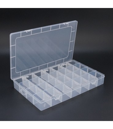Пластиковий ящик для радіодеталей, 345 х 50 х 220 мм, 28 великих відділень