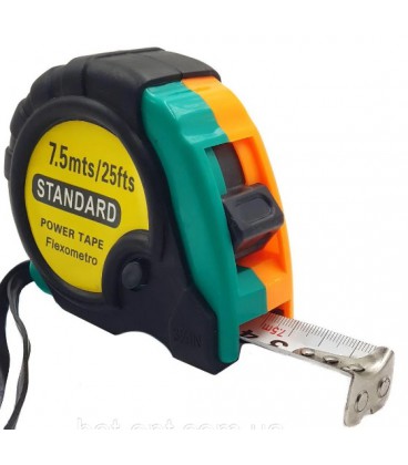 Рулетка гумова STANDART, 7,5м, Q48