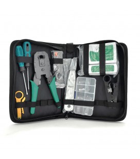 Набір монтажника 10 в 1 Merlion (B046), HT-315, KD-1, G501, HT332, тестер, конектори, викрутки, стрипер, box 26х15х7, сумка
