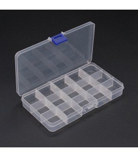Пластиковый ящик для радиодеталей, 175 х 25 х 100 мм, 15 отделений Q240