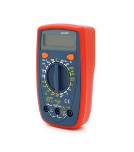 Multimeter DT-33C, Measurements: V DC/AC, A DC/AC, Ω, °C, hFE. Continuity test, HOLD, backlight