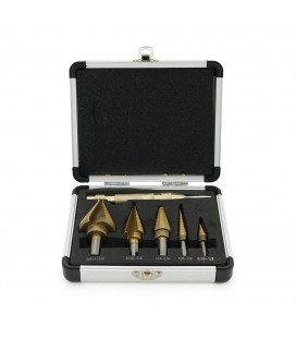 Набор свёрл YOSO ступенчатых, шаговых 6 в 1 HSS 3/16-1/2, 1/8-1/2, 1/4-3/4, 3/16-7/8, 1/4- 1-3/8мм + Кернер 130мм , металлически