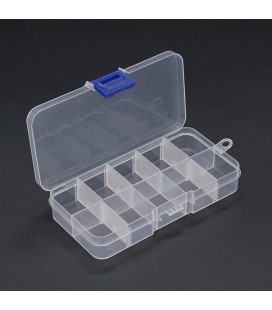 Пластиковый ящик для радиодеталей, 130 х 25 х 65 мм, 10 отделений