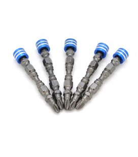 Набор крестовых магнитных двусторонних бит с стопором YOSO-405 PH-2 ( 5 бит 65 мм )