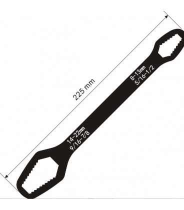 Универсальный ключ Torx 8-22 мм, самозатягивающийся регулируемый ключ с двойной головкой, гаечный ключ, Black