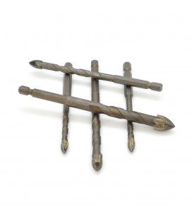 Набор свёрл YOSO универсальных 6 (2 шт.), 8, 10, 12мм ( по бетону, кирпичу, дереву, стеклу и керамике, карбид вольфрама)