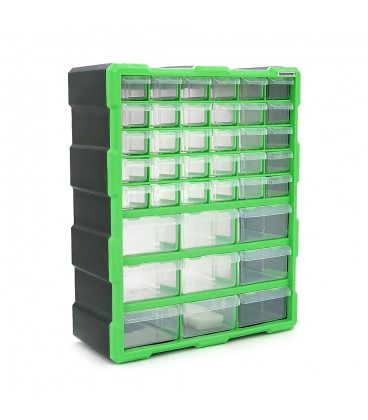 Ящик для хранения деталей 39 ячеек 46,8*38*16cм , ячейки 2х-типов 15,3*5,4*3,6см и 15,3*11,2*6см