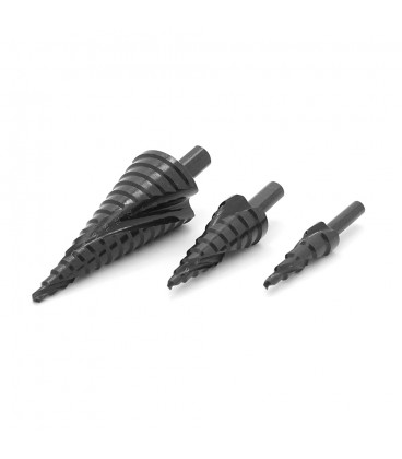 Набор свёрл YOSO ступенчатых, шаговых Premium black HSS 4-12, 4-20, 4-32мм (упавковка пакет)