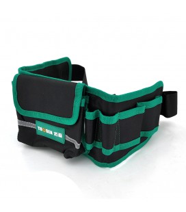 Сумка на пояс для монтажных инструментов TUOSEN, 8 кармашков, черно-зеленая