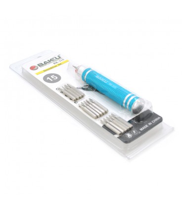 Набір викруток BAKKU BK-315 (Ручка + 15насадок), Blister