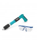 Пістолет будівельно-монтажний YT40291 для цвяхів діаметром 7,3мм(піроксилінових), захисні окуляри, валіза, Green