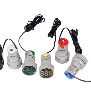 Вимірювач температури ST16C, LED індикація синя, круглий 22мм, -25 - +199 ° C, AC50 ~ 380V, 28х51х20mm