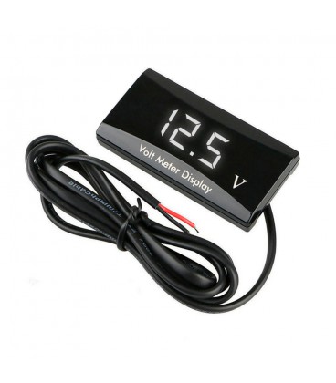 Світлодіодний цифровий вольтметр герметичний IP99, діапазон вимірювань від 8V до 18V, White