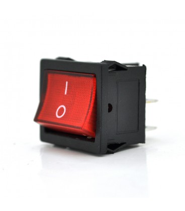 Перемикач ON-OFF KCD1-104, 250VAC/6A, 4 контакти, RED, Q100
