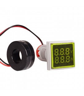 Світлодіодний цифровий вольтметр-амперметр змінного струму ST17VA, 60-500V, 0-100A, Yellow, 28х51х20 mm