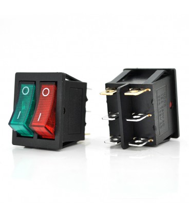 Переключатель ON-ON KCD3-212N, 250VAC/15A, 6 контактов, Red/Green, Q50 (245*170*41) 0,75 кг