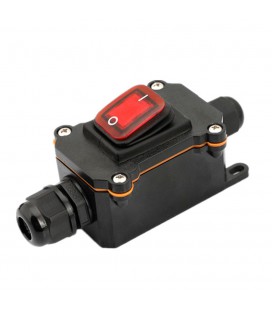 Переключатель наружного монтажа, красная кнопка, двухсторонний вывод, IP65, 12-24V, Black