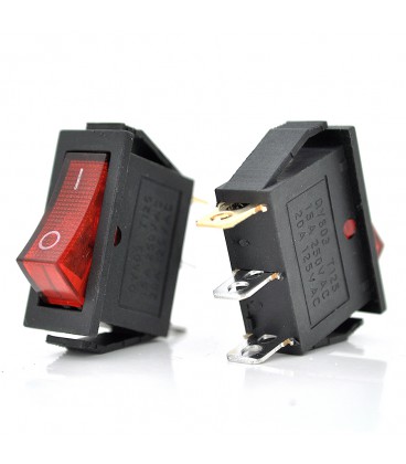 Перемикач ON-ON KCD3-102N, 250VAC / 16A, 3 контакта, Red, Q200