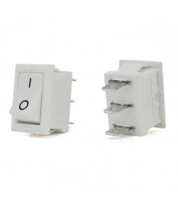 Переключатель ON-ON KCD1-102, 250VAC / 6A, 3 контакта, White, Q100