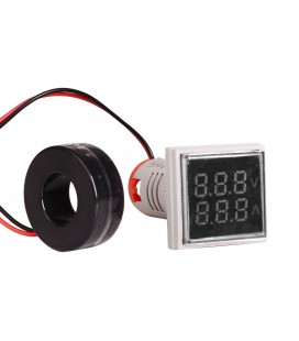 Світлодіодний цифровий вольтметр-амперметр змінного струму ST17VA, 60-500V, 0-100A, White, 28х51х20 mm