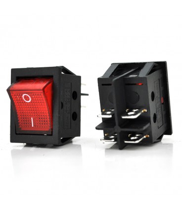 Перемикач ON-OFF KCD4-201N, 250VAC / 16A, 4 контакти, Red, Q50 ( 246*170*41 ) 0,66 кг