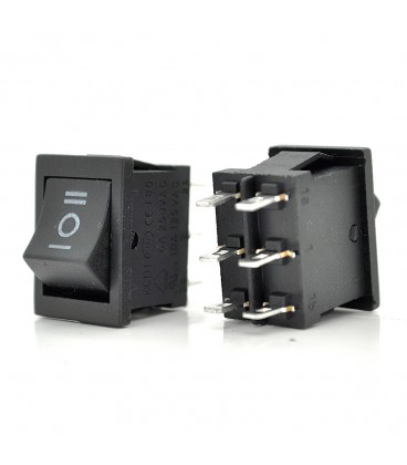 Перемикач ON-OFF KCD2-213, 250VAC / 6A, 6 контактів, Black,  Q100