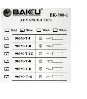 Жало для паяльника BAKKU BK-900M-T-D,silver, 4*6,3mm, мідь, гальванічне покриття, висока теплопровідність, швидке нагрівання, се