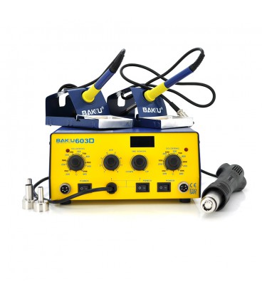Паяльна станція BAKKU BK-603D цифрова індикація, фен, два паяльника (345*270*150) 4.48 кг