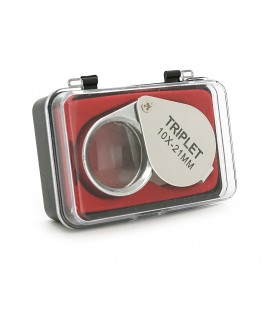 Лупа ручна TRIPLET 10X-21mm, складна (брелок), метал-скло, пластикова коробка. 42 * 24 * 18mm.