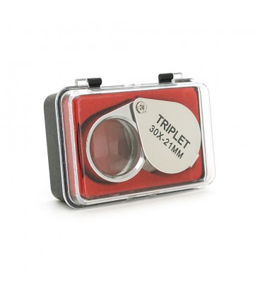 Лупа ручная TRIPLET 30X-21mm, складная (брелок), металл-стекло, пластиковая коробка.60*24*18mm.