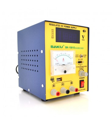 Блок живлення з цифровою індикацією BAKKU BK 1501D (15 вольт 1 ампер, захист від кз)