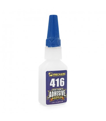 Клей MECHANIC 416, ціаноакрилатний, однокомпонентний, термостійкий, швидкої полімеризації клей з низькою в'язкістю, 20ml, блісте