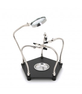 Держатель для пайки и ремонта 'третья рука' TE-806. Линза Ø60 мм. Увеличение 3X. Размеры 260x183x180 мм.