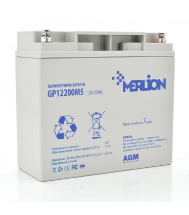Акумуляторна батарея MERLION AGM GP12200M5 12 V 20 Ah ( 180 x 78 x 165 (168) )  Q4