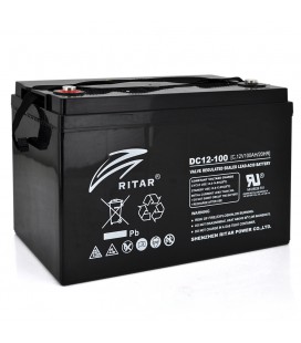 Аккумуляторная батарея CARBON RITAR DC12-100C, Black Case, 12V 100.0Ah, 2000-5000 циклов, до 15 лет срок службы, (355*250*260), 