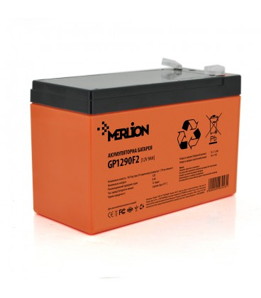 Акумуляторна батарея MERLION AGM GP1290F2 PREMIUM 12 V 9 Ah (150 x 65 x 95 (100)) Orange Q10