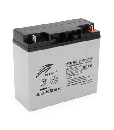 Аккумуляторная батарея AGM RITAR RT12180GL5, Gray Case, 12V 18.0Ah (177х75х167) Q4