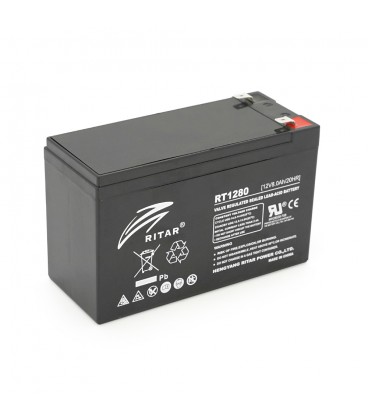 Аккумуляторная батарея AGM RITAR RT1280, Black Case, 12V 8.0Ah ( 151 х 65 х 94 (100) ), 2.16 kg Q10