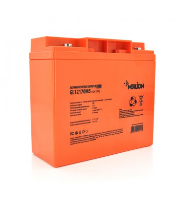 Акумуляторна батарея MERLION GL12170M5 12 V 17Ah ( 180 x 78 x 165 (168)), 4.77 kg, Orange, Q4