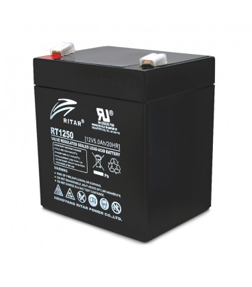 Акумуляторна батарея AGM RITAR RT1250B, Black Case, 12V 5.0Ah ( 90 х70 х 101 (107) )  Q10