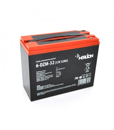 Тягова акумуляторна батарея AGM MERLION 6-DZM-32, 12V 32Ah M5 (218x95x175мм), 9,5 кг. Q2