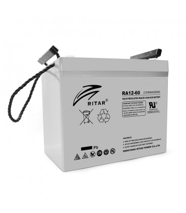Акумуляторна батарея AGM RITAR RA12-60, Gray Case, 12V 60.0Ah ( 260 x 169 x 211 (218) ) Q1