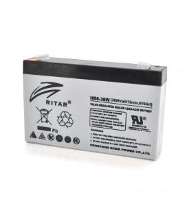 Акумуляторна батарея AGM RITAR HR6-36W, Gray Case, 6V 9.0Ah ( 151 х 34 х 94 (100 ) 1.35kg Q10