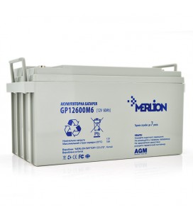 Акумуляторна батарея MERLION AGM GP12600M6 12 V 60 Ah ( 325 x 180 x 160 (165) ) Q1/48