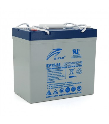 Тяговый аккумулятор RITAR EV12-55,12V 55Ah, M5 ( 229 х 138 х 211(216) ),16,5kg Q1