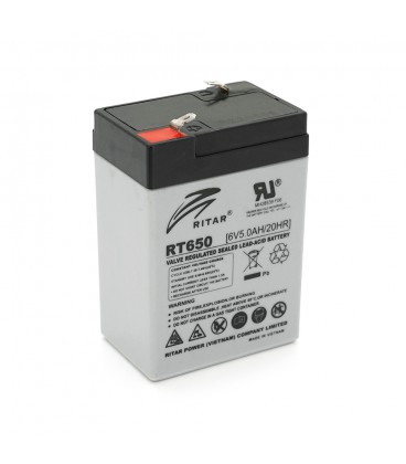 Аккумуляторная батарея AGM RITAR RT650, Gray Case, 6V 5Ah ( 70х47х 99 (107) ), 0.695 kg Q20