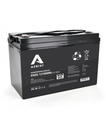 Акумулятор AZBIST Super GEL ASGEL-121000M8, Black Case, 12V 100.0Ah ( 329 x 172 x 215 ) Q1/36