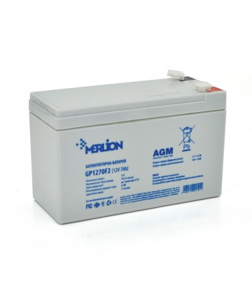 Акумуляторна батарея MERLION AGM GP1270F2 12 V 7Ah ( 150 x 65 x 95 (100) ) White Q10/480