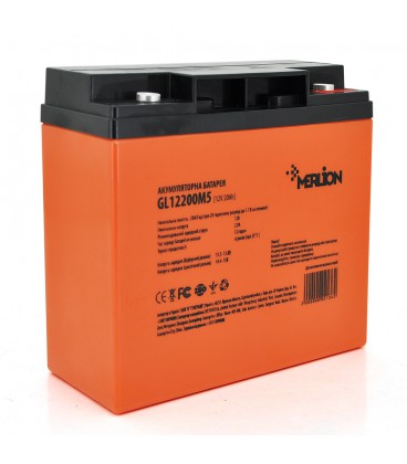 Акумуляторна батарея MERLION GL12200M5 12 V 20 Ah ( 180 x 78 x 165 (168) ) Orange Q4