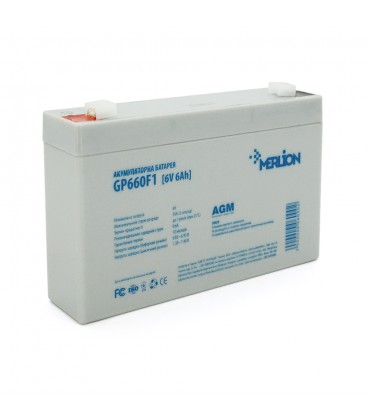 Акумуляторна батарея MERLION AGM GP660F1 6V 6Ah (150 x 35 x 90 (100)) White Q10